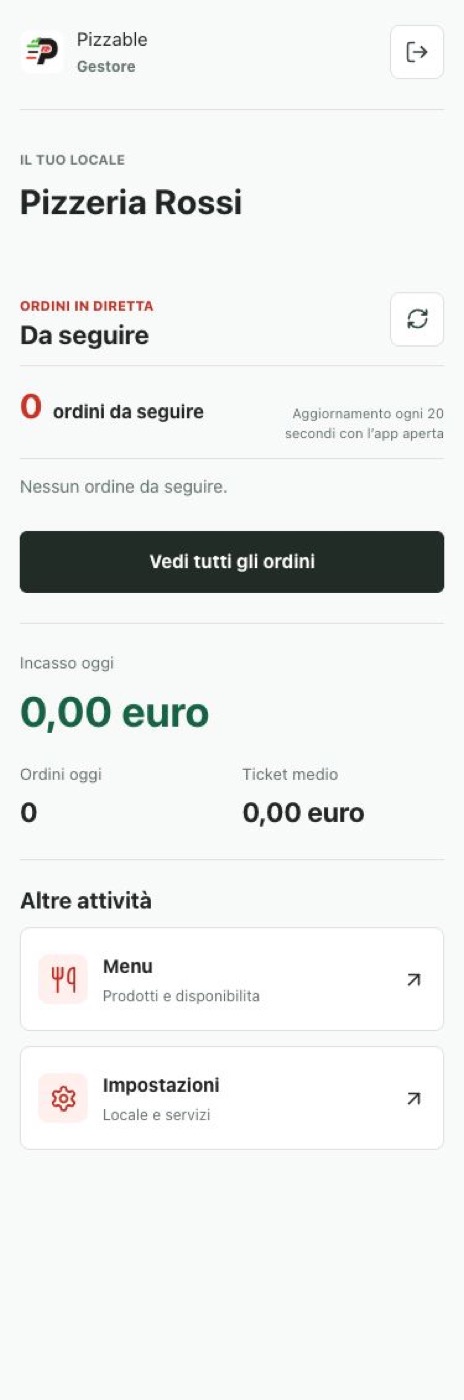 App Pizzable gestore