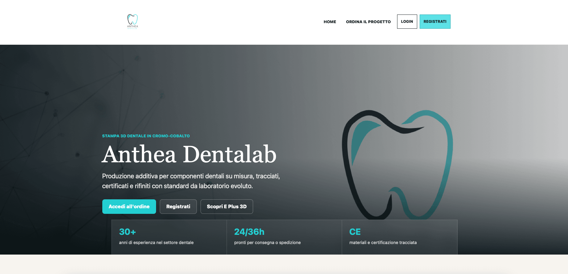 Homepage della piattaforma Anthea Dentalab