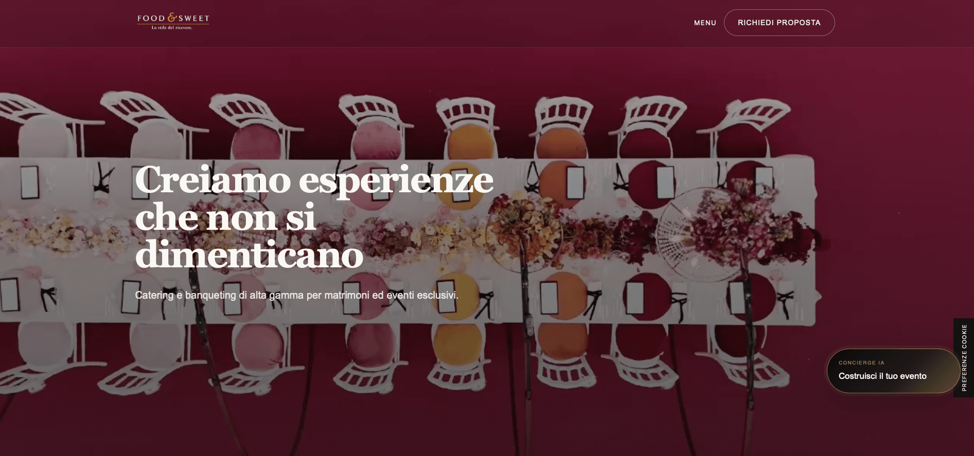 Homepage del sito Food & Sweet